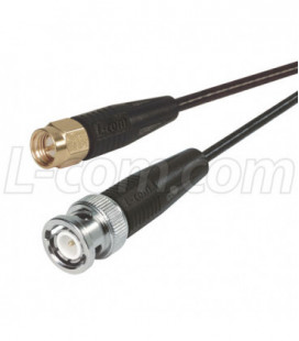 RG174 Coaxial Cable, SMA Male / BNC Male, 2.5 ft