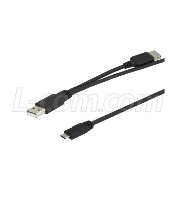 USB 2.0 Type A to Micro B Y Split Cable