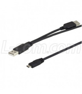 USB 2.0 Type A to Micro B Y Split Cable