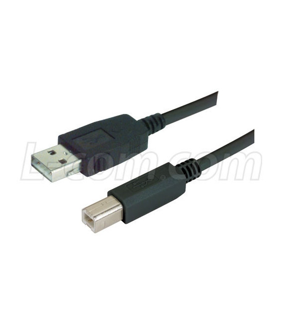 LSZH USB Cable Assembly, Latching A / Standard B 0.75m