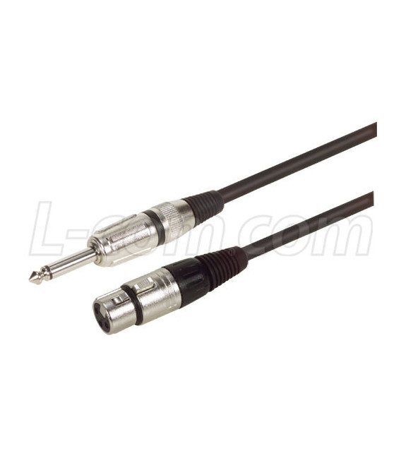 TS Pro Audio Cable Assembly, ¼ Male to 3 Pin XLR Female, 3.0 ft