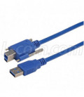 USB 3.0 Cable, Type B/A with Thumbscrew Hardware 0.5M