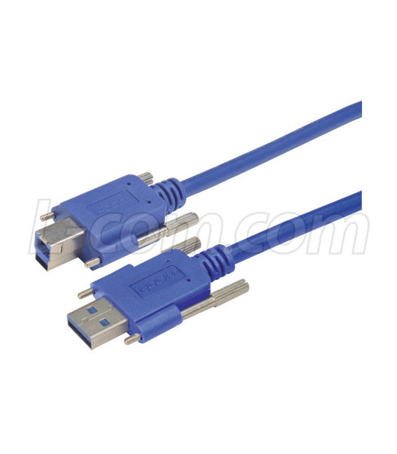 USB 3.0 Cable, Type A/B with Thumbscrew Hardware 0.5M
