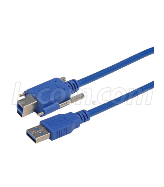 USB 3.0 Cable, Type B/A with Thumbscrew Hardware 3.0M