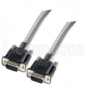 Metal Armored DB9 Cable, Male/Male, 25 ft