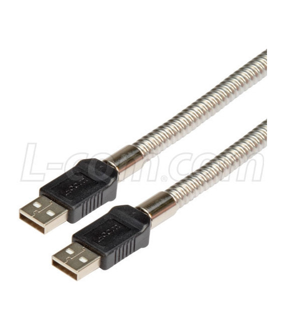Metal Armored USB Cable, Type A Male/ Male, 2.0M
