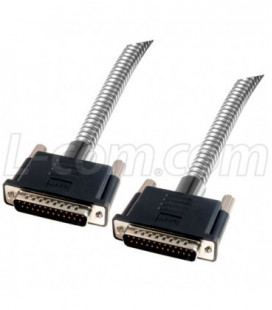 Metal Armored DB25 Cable, Male/Male, 2.5 feet