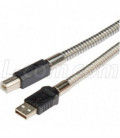 Metal Armored USB Cable, Type A Male/ Type B Male, 1.0M