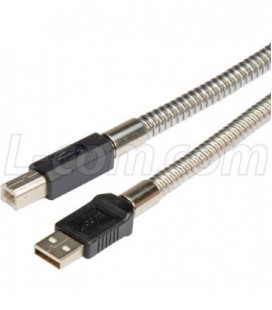 Metal Armored USB Cable, Type A Male/ Type B Male, 0.5M