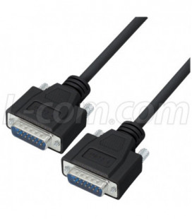 Deluxe Molded Black D-Sub Cable, DB15 Male / Male, 2.5 ft