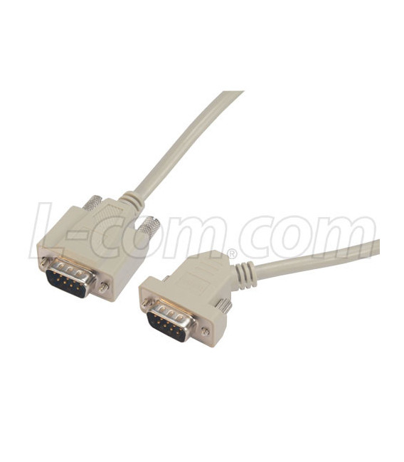 Deluxe Molded D-Sub Cable, DB9 Male / 45° Left Exit Male, 5.0 ft