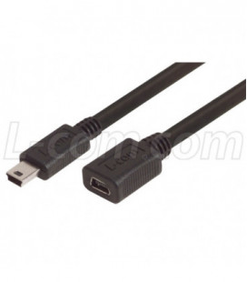 Premium USB Cable- Mini B 5 Position Male/Female, 0.3m