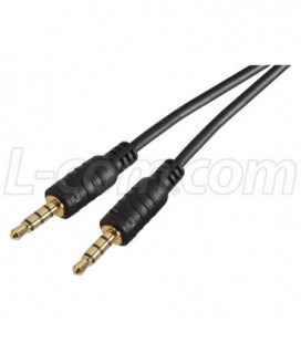 Stereo 4 Circuit TRRS ThinLine Audio Cable, Male / Male, 3.0 ft