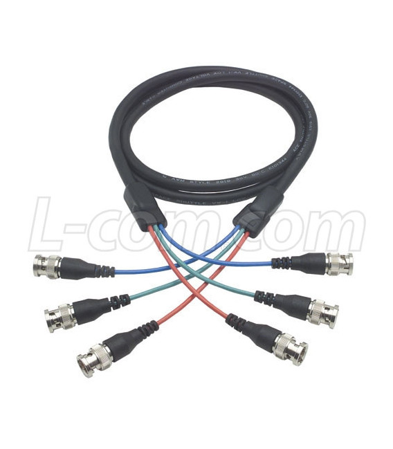 Premium RGB Multi-Coaxial Cable, 3 BNC Male / Male, 5.0 ft