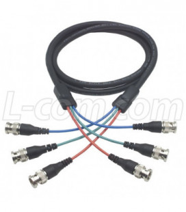Premium RGB Multi-Coaxial Cable, 3 BNC Male / Male, 7.5 ft