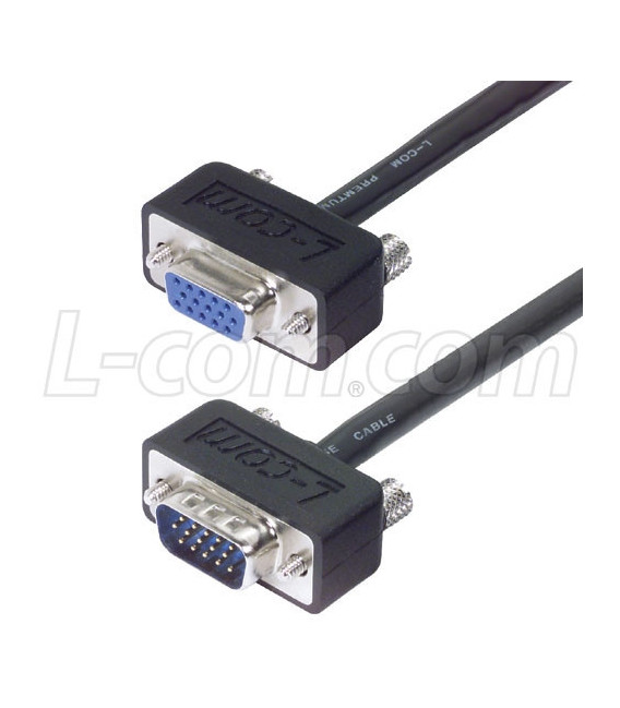 Super Thin SVGA Cable, HD15 Male / Female, 15.0 ft