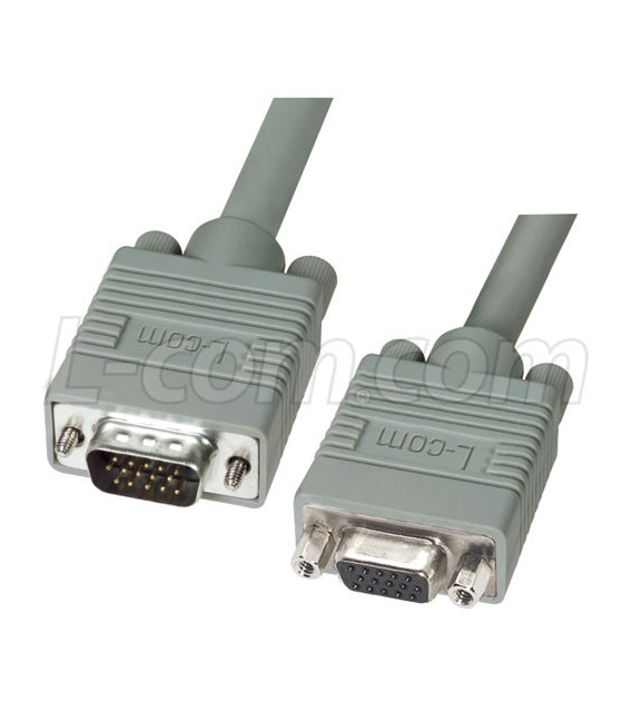Premium SVGA Extension Cable, HD15 Male / Female, Gray 10.0 ft