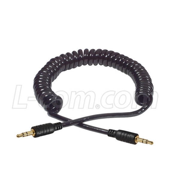 Coiled 3.5mm Stereo Audio Cable, Male / Male, 5.0 ft (Relaxed Length)