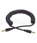 Coiled 3.5mm Stereo Audio Cable, Male / Male, 5.0 ft (Relaxed Length)