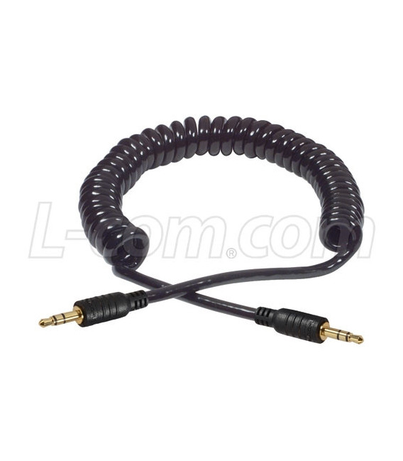 Coiled 3.5mm Stereo Audio Cable, Male / Male, 3.0 ft (Relaxed Length)