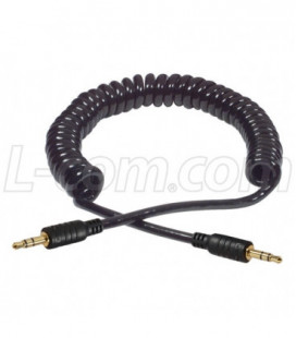 Coiled 3.5mm Stereo Audio Cable, Male / Male, 0.5 ft (Relaxed Length)