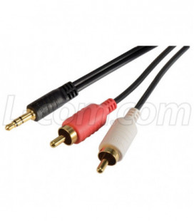 One 3.5mm Male (Stereo) to Two RCA Male Y cable, 10.0 ft