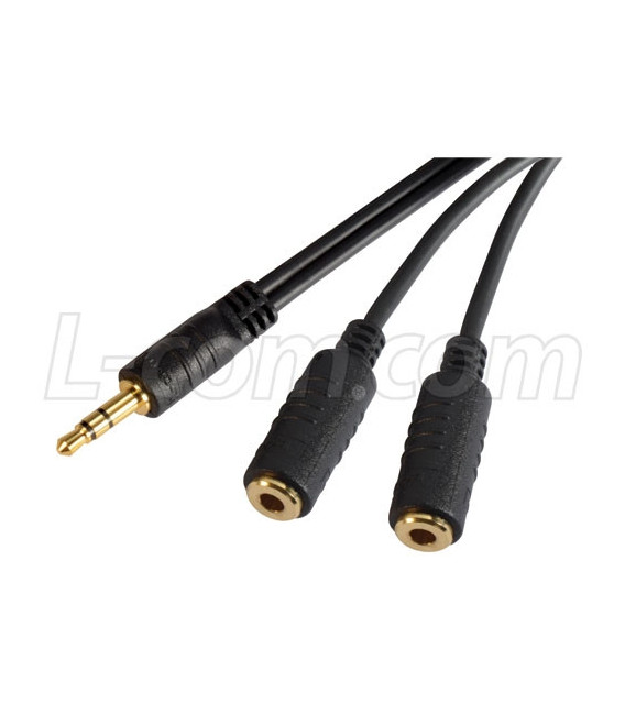 3.5mm Male Stereo to Dual 3.5mm Jack Y cable, 3.0 ft