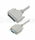 Null Modem Cable, DB25 Male / DB9 Female 5 pies