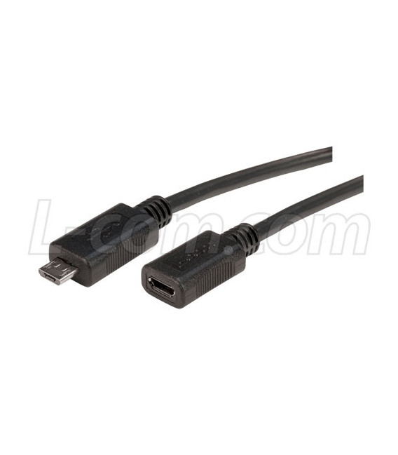Premium USB Cable- Micro B Male/Female, 0.3m