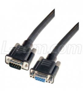 Plastic Armored DB9 Cable, Male/Female, 2.5 feet