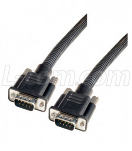 Plastic Armored DB9 Cable, Male/Male, 50 ft