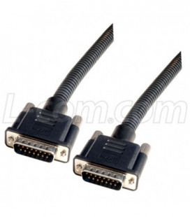 Plastic Armored DB15 Cable, Male/Male, 2.5 feet