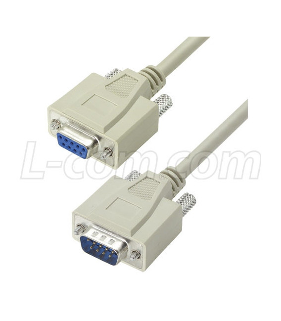 Reversible Hardware Molded D-Sub Cable, DB9 Male / Female, 10.0 f