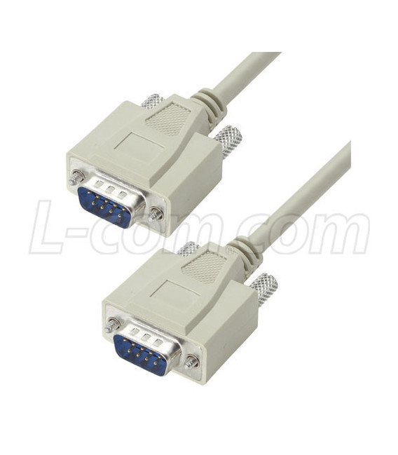 Reversible Hardware Molded D-Sub Cable, DB9 Male / Male, 1 ft