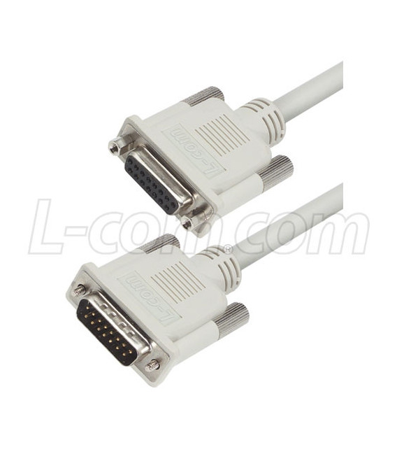 Premium Molded D-Sub Cable, DB15 Male/Female, 50.0 ft
