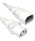 Power Extension Cable IEC Male to Female UPS Lead C14/C13 1m WHITE