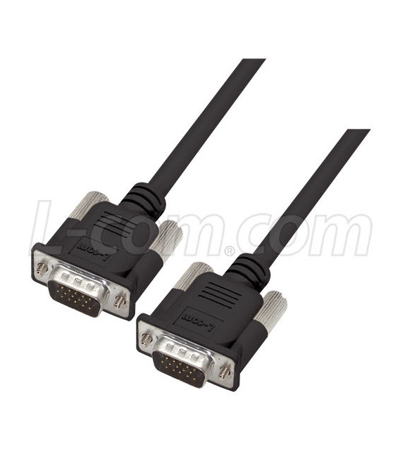 Premium Molded D-Sub Cable, Black, HD15 Male / Male, 50.0 ft