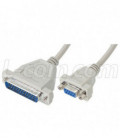 Molded AT Modem Cable, DB25 Male / DB9 Female, 6.0 ft