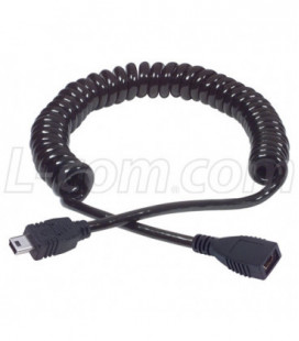 Coiled USB Cable- Mini B 5 Position Male/Female .5m to 2.0m