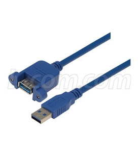 USB 3.0 Type A Female Bulkhead/Male, 0.3m
