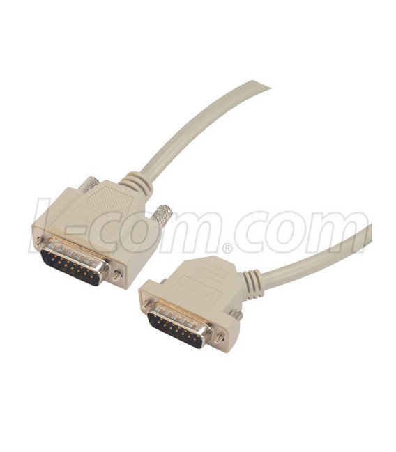 Deluxe Molded D-Sub Cable, DB15 Male / 45° Left Exit Male, 2.5 ft
