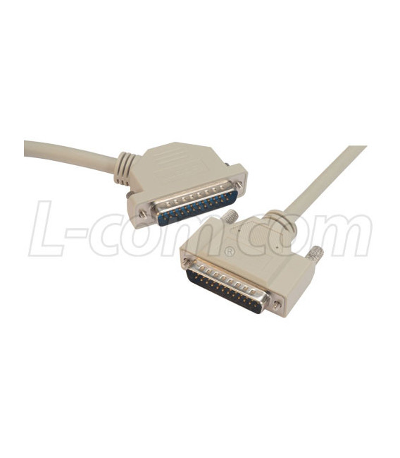Deluxe Molded D-Sub Cable, DB25 Male / 45° Right Exit Male, 15.0 ft