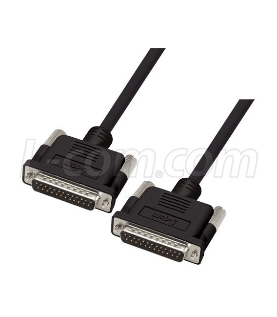 Premium Molded Black D-Sub Cable, DB25 Male / Male, 5.0 ft