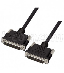 Premium Molded Black D-Sub Cable, DB25 Male / Male, 25.0 ft