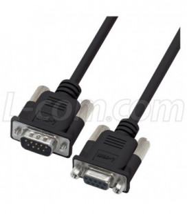 Premium Molded Black D-Sub Cable, DB9 Male / Female 1.0 ft