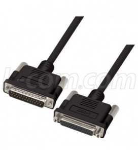 Premium Molded Black D-Sub Cable, DB25 Male / Female, 15.0 ft