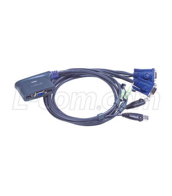 Aten Integrated Cable 2 port KVM Switch USB w/audio