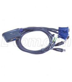 Aten Integrated Cable 2 port KVM Switch USB w/audio