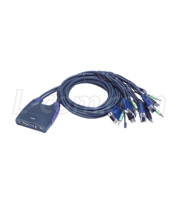 Aten Integrated Cable 4 port KVM Switch USB w/audio