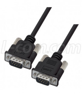 Premium Molded Black D-Sub Cable, DB9 Male / Male, 50.0 ft